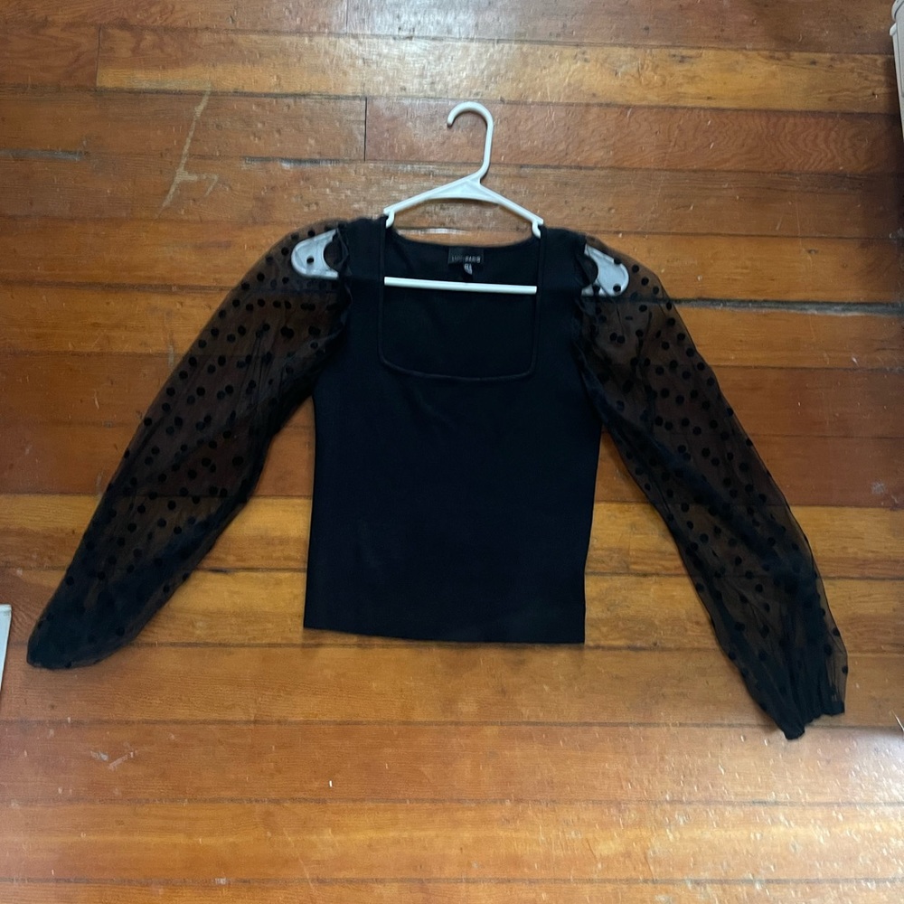 Black sheer long sleeve shirt